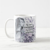 アンンブロンテ引用文私の魂が目覚めたフローラ コーヒーマグカップ (左)