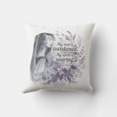 アンンブロンテ引用文私の魂は目覚めたフローラスロー クッション (裏面)