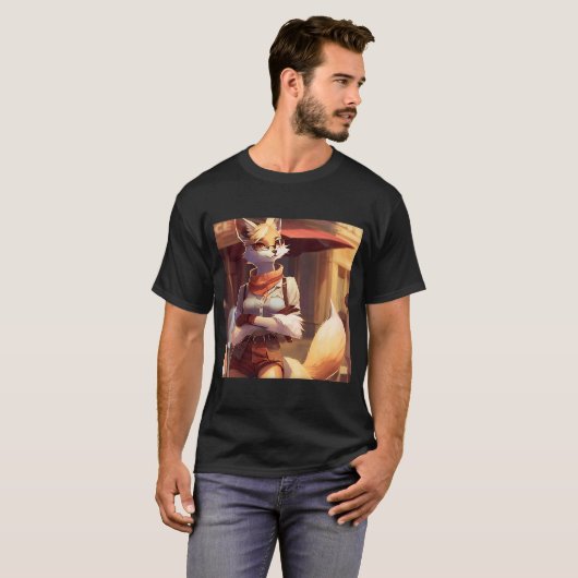 アン気のあるそぶりをしたスロファーリーキツネガールカジュアル衣料品Dapple Tシャツ (正面フル)