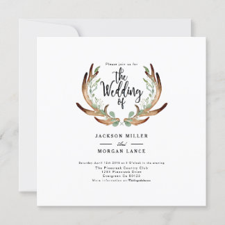 アン素朴トラーとつる植物 |水彩結婚式の招待 招待状