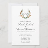 アン素朴トラー |フォーマル水の色結婚の数 招待状 (正面)