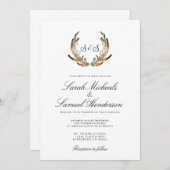 アン素朴トラー |フォーマル | |濃い緑結婚の木 招待状 (正面/裏面)