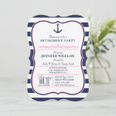 アン航海のチョLネイビー&ピンク退職パーティー 招待状 (スタンド正面)