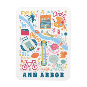 アン・アーバー・ミシガンの地図お気に入りの事情 マグネット