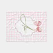 アヴァパーソナライズされたピンクボウ&ギンガムプリント フリースブランケット (正面(横))