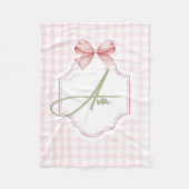アヴァパーソナライズされたピンクボウ&ギンガムプリント フリースブランケット (正面)