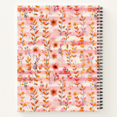 アヴァリーピンクアンドオレンジウォーターカラーフローラデラックス ノートブック (裏面)