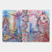 アヴァロン、湖のレディ、モルガナピンクブルーファンタジー ラッピングペーパーシート (正面3)