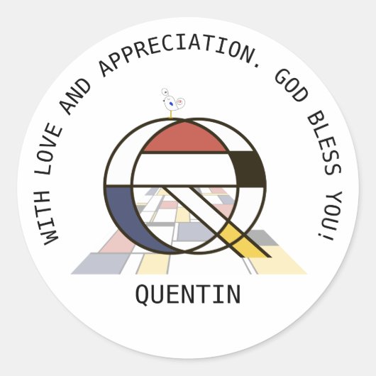 アヴァンギャルドアートスタイルモノグラム。レターQ ラウンドシール (正面)