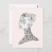 アヴァンギャルドピンクフローラ美しいガール ポストカード (正面/裏面)