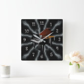 アヴァンギャルド、ピアノライトニング01 B、ブラック&シルバー スクエア壁時計 (ホーム)
