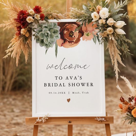 アヴァ ボホ テラコッタ & 多肉植物 ブライダル ウェルカム ポスター
