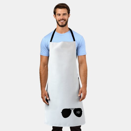 アヴィエータシェードブラックカスタムパイロットネームサングラス エプロン (着用した状態)