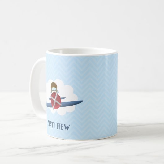 アヴィエーターとその飛行機 コーヒーマグカップ (正面左)