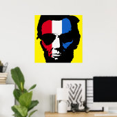 アヴィエーターサングラス付きリンカーン – 赤白青 ポスター (ホームオフィス)