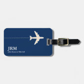 アヴィオンパーソナライズされたダークブルー旅行 ラゲッジタグ (正面横)