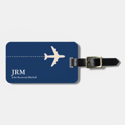 アヴィオンパーソナライズされたダークブルー旅行 ラゲッジタグ (正面横)