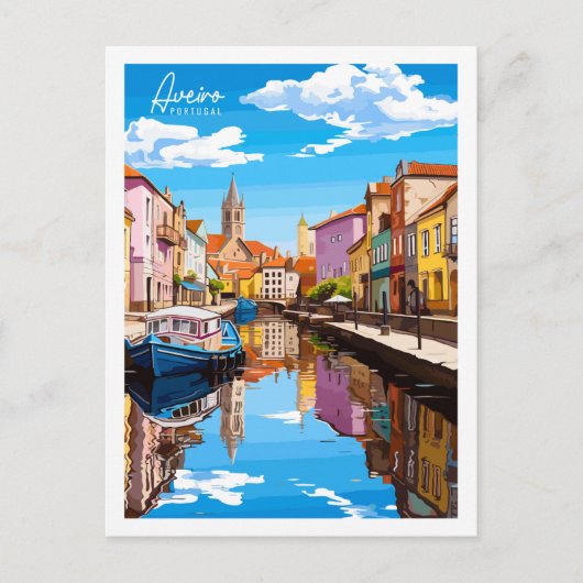 アヴェイロポルトガルヴィンテージ旅行イラストレーション ポストカード (正面)