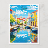 アヴェイロポルトガルヴィンテージ旅行イラストレーション ポストカード (正面)