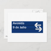 アヴェニダ9 de Julio,ブエノスアイレス通り標識 ポストカード (正面/裏面)