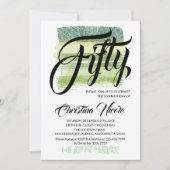 アヴェンチュリン グリーン グリッター ブラシ 50歳の誕生日 招待状 (正面)
