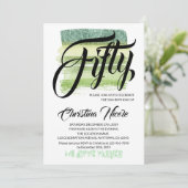 アヴェンチュリン グリーン グリッター ブラシ 50歳の誕生日 招待状 (スタンド正面)