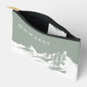 アヴェーツマウンテンイラストレーション淡い色のオリーブ アクセサリーポーチ (見開き)