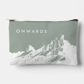 アヴェーツマウンテンイラストレーション淡い色のオリーブ アクセサリーポーチ (正面)