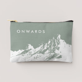 アヴェーツマウンテンイラストレーション淡い色のオリーブ アクセサリーポーチ