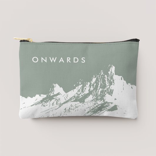 アヴェーツマウンテンイラストレーション淡い色のオリーブ アクセサリーポーチ