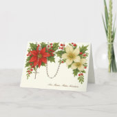 アヴェ・マリアのクリスマス祝福とロザリオの花々 シーズンカード (正面)