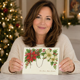 アヴェ・マリアのクリスマス祝福とロザリオの花々 シーズンカード