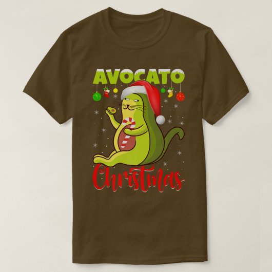 アヴォカト猫好きクリスマスライツサンタアボカドキャットCh Tシャツ (デザイン正面)