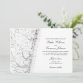 アヴォンバイザシーNJ地図エレガント白黒結婚ズ 招待状 (スタンド正面)
