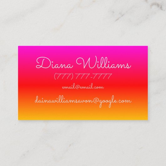 アヴォンパーソナライズされたピンクとシルバーの美学 名刺 (裏面)