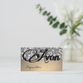 アヴォンパーソナライズされたブラックとシルバーのレースの美学 名刺 (スタンド正面)