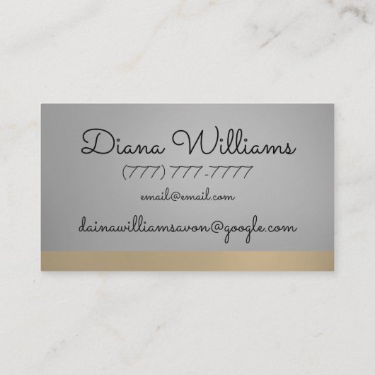 アヴォンパーソナライズされたブラックとシルバーのレースの美学 名刺 (裏面)