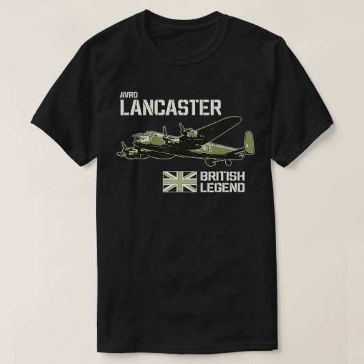 アヴロランカスター爆撃機RAF飛行機英国L Tシャツ (デザイン正面)