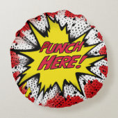 アーおもしろいトポップ・アートの"パンチはこちら" ラウンドクッション (裏面)