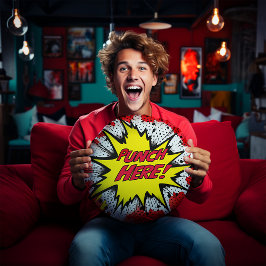 アーおもしろいトポップ・アートの"パンチはこちら" ラウンドクッション