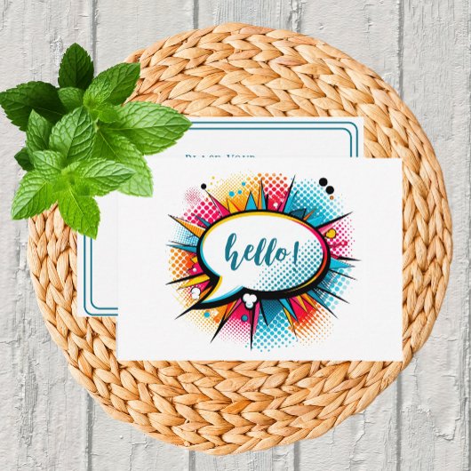 アーお洒落トポップ・アートの「こんにちは」フラット ノートカード