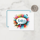 アーお洒落トポップ・アートの「こんにちは」フラット ノートカード (正面/裏面インサイチュ)