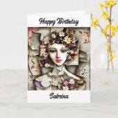 アーかわいらしトコラージュパーソナライズされた誕生日 カード (黄色い花)