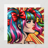 アーかわいらしトポップ・アートの漫画ガールと弓 (正面/裏面)