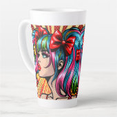 アーかわいらしトポップ・アートの漫画ガールと弓 カフェラテマグ (左アングル)