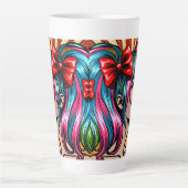 アーかわいらしトポップ・アートの漫画ガールと弓 カフェラテマグ (正面)