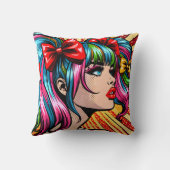 アーかわいらしトポップ・アートの漫画ガールと弓 クッション (裏面)