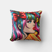 アーかわいらしトポップ・アートの漫画ガールと弓 クッション (正面)