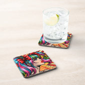 アーかわいらしトポップ・アートの漫画ガールと弓 コースター (右側)