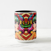 アーかわいらしトポップ・アートの漫画ガールと弓 マグカップ (中央)